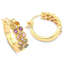 Load image into Gallery viewer, Multicolor Stone Hoop Earrings