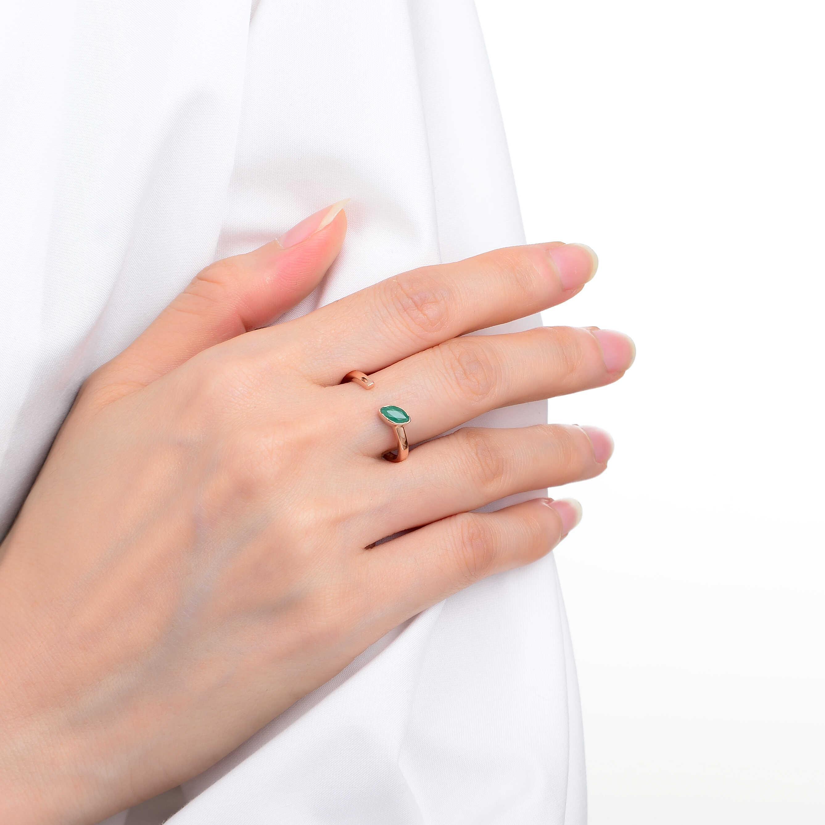 Emerald Green May Birthstone Marquise Ring