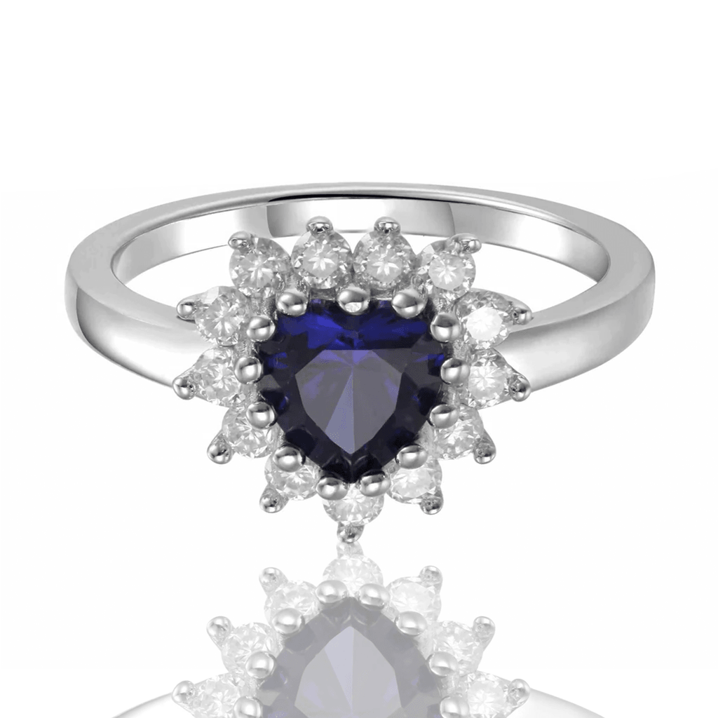 Blue Heart Ring Blue Sapphire Heart Ring