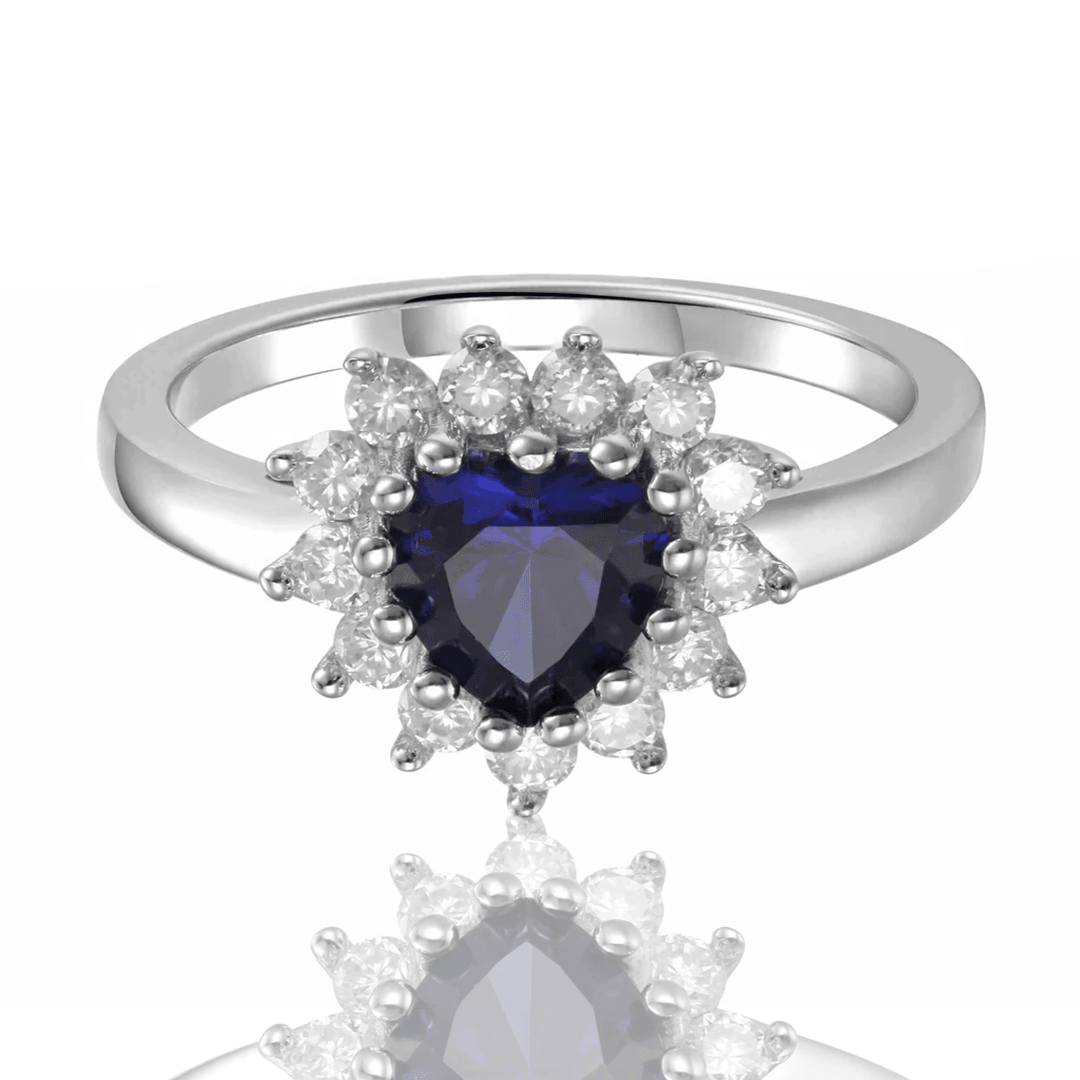 Blue Heart Ring Blue Sapphire Heart Ring
