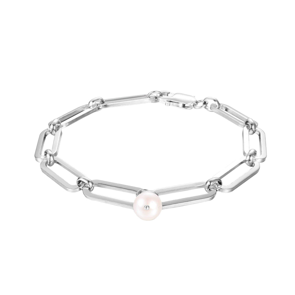Vintage Pearl Rhodium Plated Bracelet  Fresh Water Pearl Everyday Simple Minimalist Single Pearl Bracelet