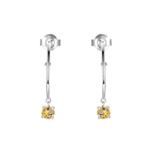 Load image into Gallery viewer, Natural Citrine Earrings Citrine Hoop Earrings Golden Rhodium Plated Sterling Silver Hoop Earrings 