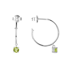 Load image into Gallery viewer, Natural Peridot Dainty Round Rhodium Earrings
