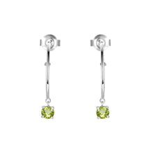 Load image into Gallery viewer, Natural Peridot Dainty Round Rhodium Earrings