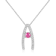 Load image into Gallery viewer, Enchanting Round cut Genuine Ruby Pendant Necklace with White Sapphire