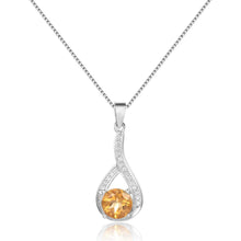Load image into Gallery viewer, Sophisticated Round cut Natural Citrine Pendant Necklace with White Sapphire
