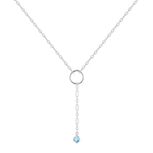 Load image into Gallery viewer, Natural Blue Topaz Dainty Round Rhodium NecklaceNatural Blue Topaz Y Pendant Necklace Dainty Chain Necklace