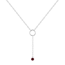 Load image into Gallery viewer, Natural Garnet Dainty Round Rhodium NecklaceNatural Red Garnet Necklace Pendant Dainty Chain Y Necklace