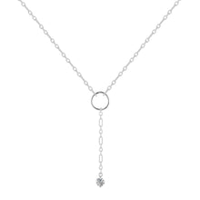 Load image into Gallery viewer, Natural White Topaz Dainty Round Rhodium Necklace