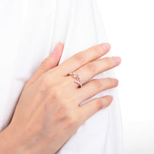 Load image into Gallery viewer, Dainty Rose Gold Plated Sterling Silver Ring with All Natural White Sapphire