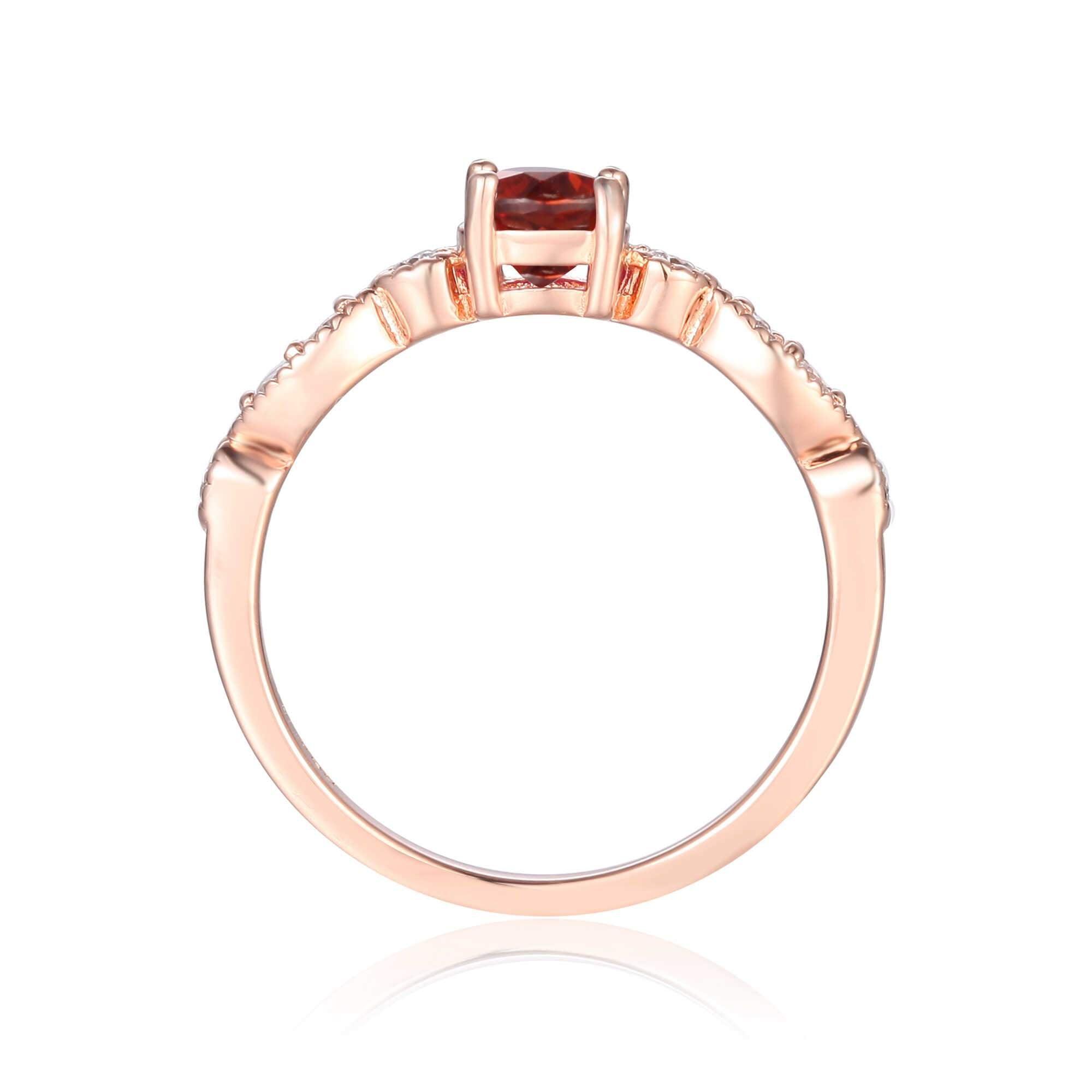 Rose Gold Plated Spessartite Garnet Round cut Ring