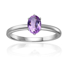 Load image into Gallery viewer, Purple Solitaire RIng Natural Amethyst Solitaire Party Wear Ring February Birthday Ring Gift For Women 