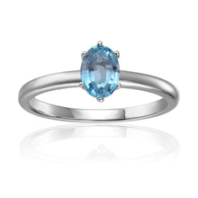 Load image into Gallery viewer, Blue Zircon Solitaire Ring, Oval shape zircon stone ring, zircon centre stone ring, blue gemstone ring