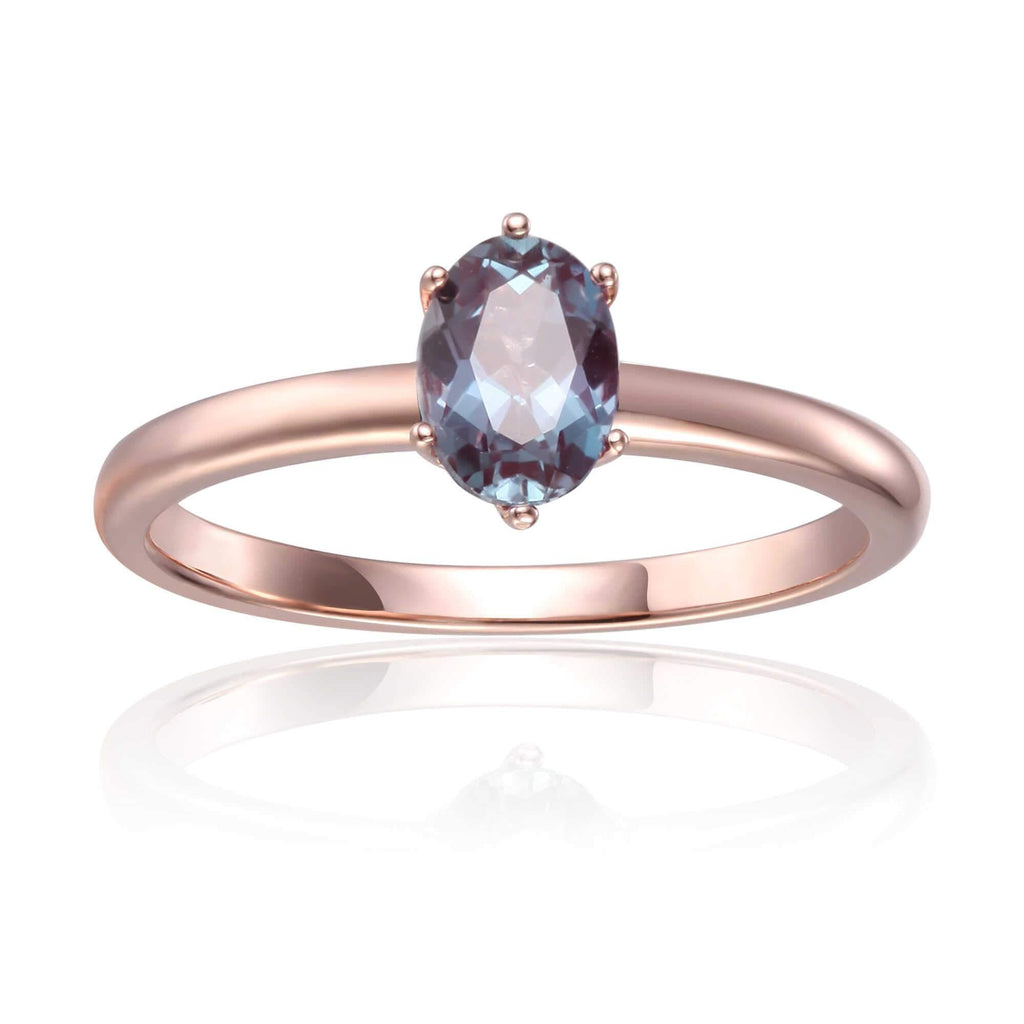 Alexandrite Solitaire Ring, Oval shape alexandrite, 1 carat alexandrite ring