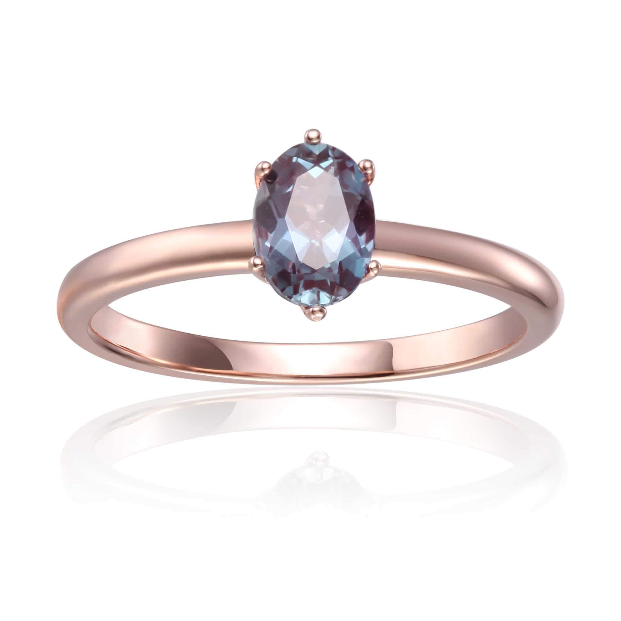 Alexandrite Solitaire Ring, Oval shape alexandrite, 1 carat alexandrite ring