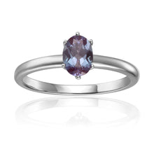 Load image into Gallery viewer, Oval Shaped Solitaire Ring, Blue Sapphire center stone, 925 Sterling Silver Band