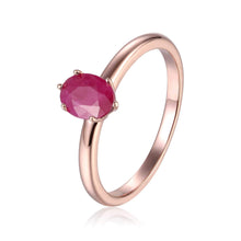 Load image into Gallery viewer, Rose Gold Plated Oval Shaped Genuine Ruby Solitaire Ring