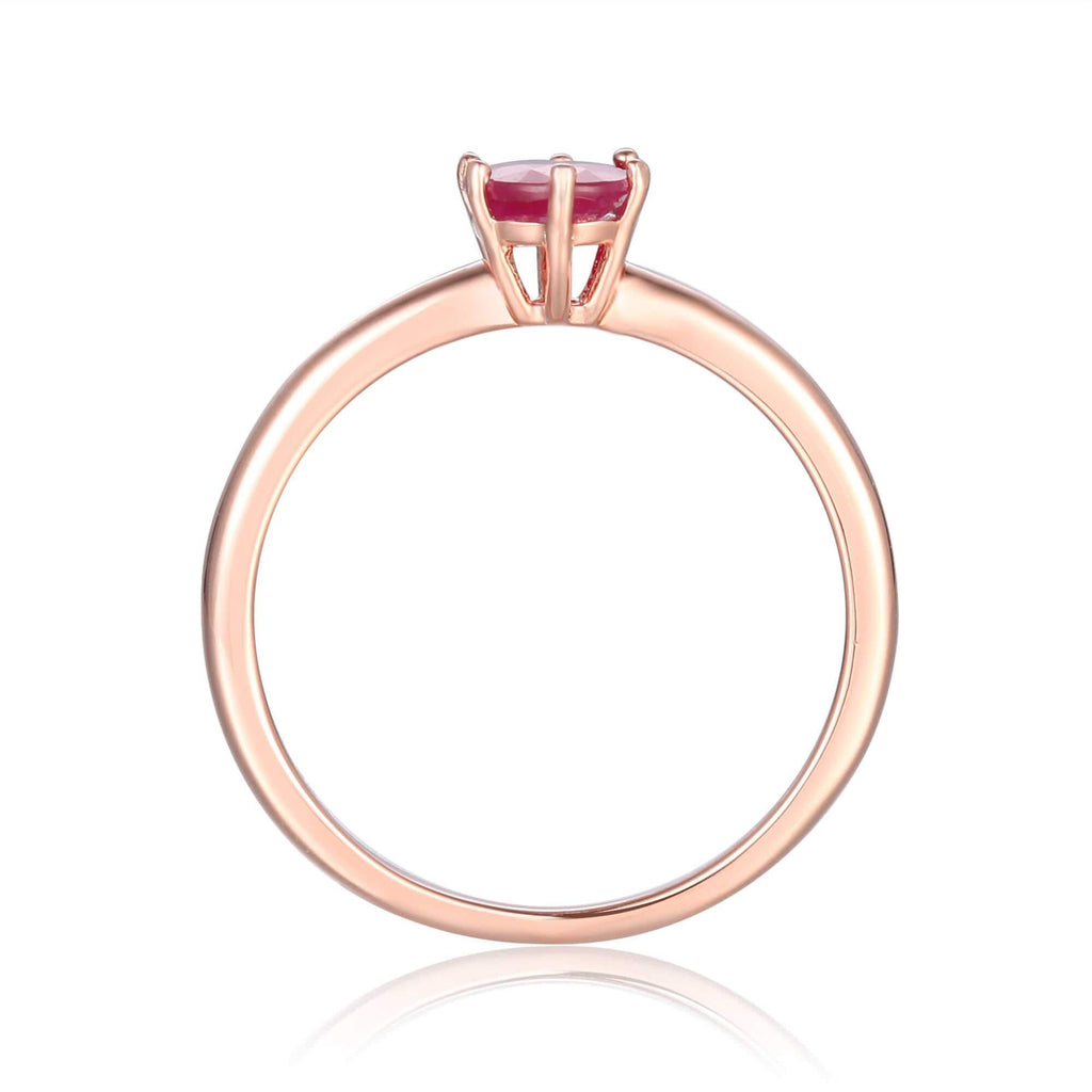 Rose Gold Plated Oval Shaped Genuine Ruby Solitaire Ring