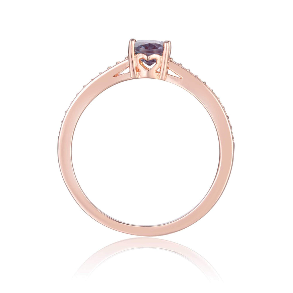 Sterling Silver Oval Shaped Created Alexandrite Solitaire Ring