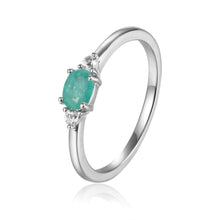Load image into Gallery viewer, Rose Gold Plated Oval Shaped Genuine Green Emerald Dainty Ring