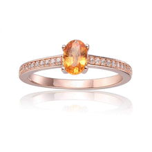 Load image into Gallery viewer, Oval Shaped Solitaire Ring, Spessartite Garnet center stone, classic Sterling Silver Band