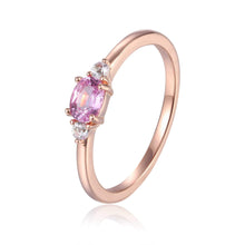 Load image into Gallery viewer, Rose Gold Plated Oval Shaped Genuine Pink Sapphire Dainty Ring: