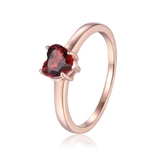 Load image into Gallery viewer, Center stone garnet ring, Sterling silver ring gold plated
