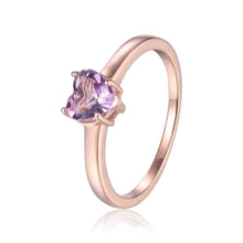 Load image into Gallery viewer, Sterling Silver Heart Shaped Pink Amethyst Solitaire Ring