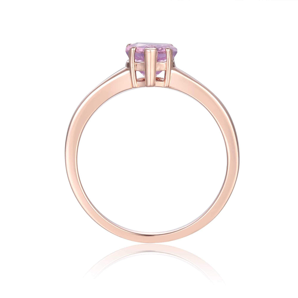 Sterling Silver Heart Shaped Pink Amethyst Solitaire Ring