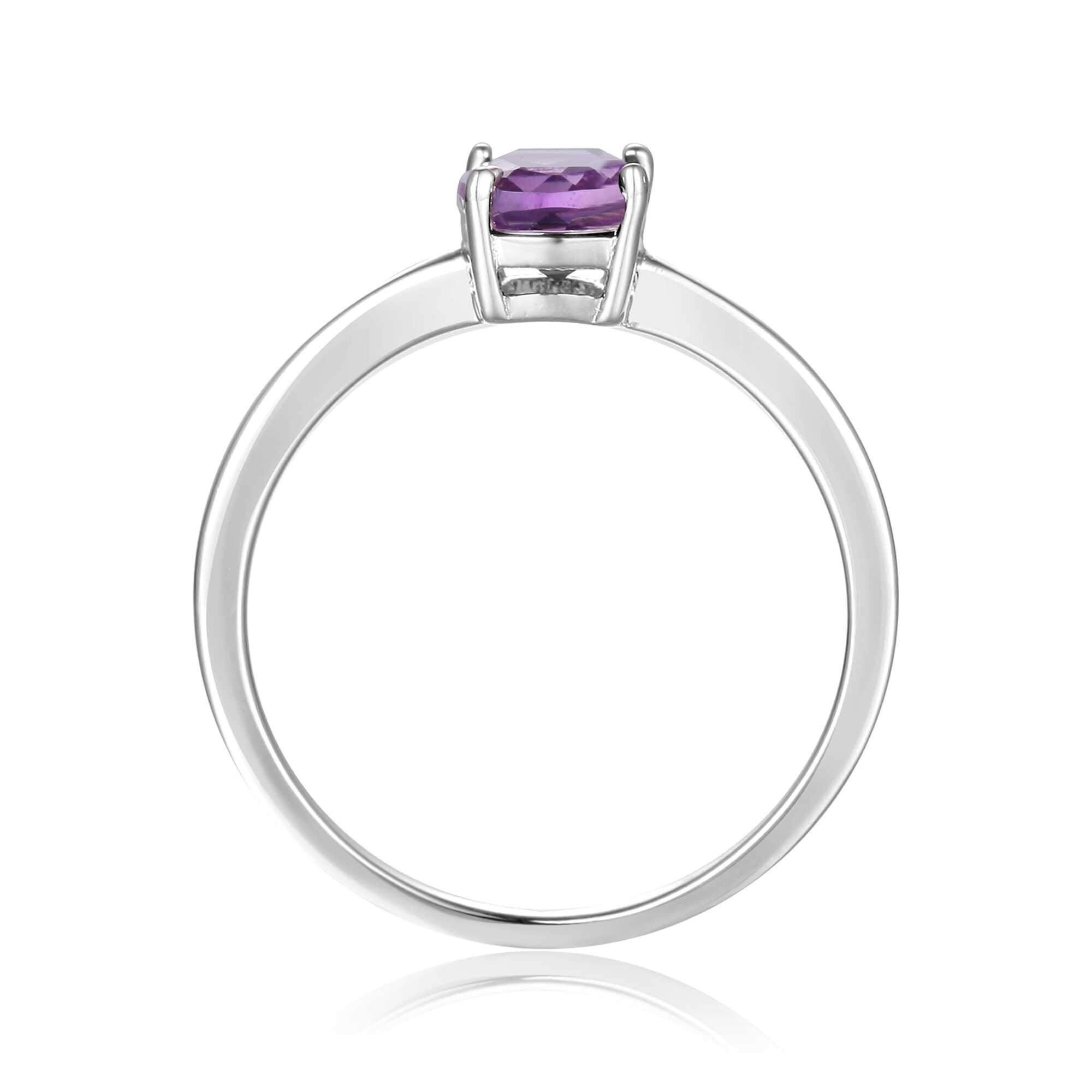 Sterling Silver Ocatogon Cut Purple Amethyst Solitaire Ring