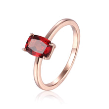 Load image into Gallery viewer, Rose gold plated ring, sterling silver garnet ring