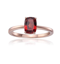 Load image into Gallery viewer, Sterling Silver Ocatogon Cut Garnet Solitaire Ring, Garnet Cushion Solitaire Ring