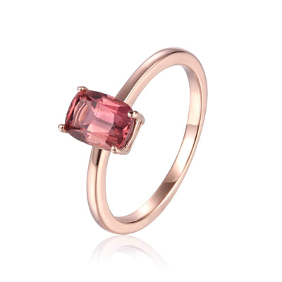 Sterling Silver Ocatogon Cut Garnet Solitaire Ring