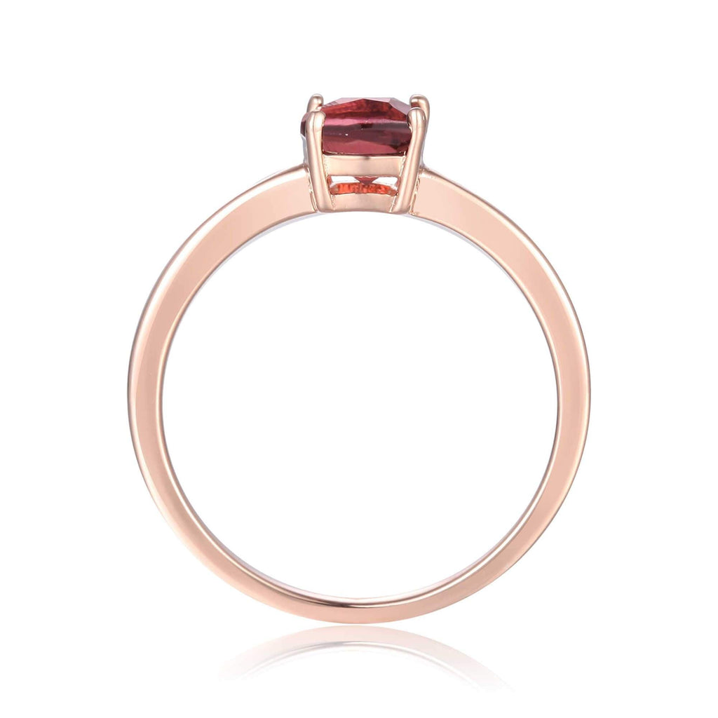 Sterling Silver Ocatogon Cut Garnet Solitaire Ring