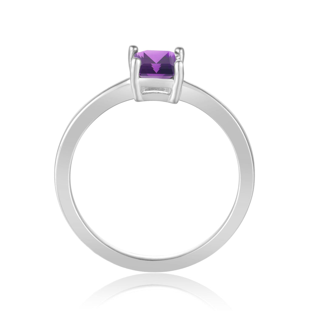 Purple Solitaire Ring Natural Amethyst Octagon Cocktail Solitaire Ring Purple Amethyst Silver Party Wear Ring Purple Jewelry Gift For Women