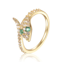 Load image into Gallery viewer, Emerald Eye Snake Ring - FineColorJewels