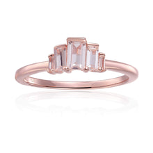 Load image into Gallery viewer, Rose Gold Plated Silver Baguette White Topaz Gemstone Ring - FineColorJewels