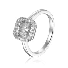 Load image into Gallery viewer, White Topaz Baguette Halo Ring - FineColorJewels