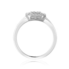 Load image into Gallery viewer, White Cluster Engagement Ring Natural White Topaz Baguette Halo Ring 925 Sterling Silver Halo Ring Baguette Ring for Women White Topaz Ring - FineColorJewels