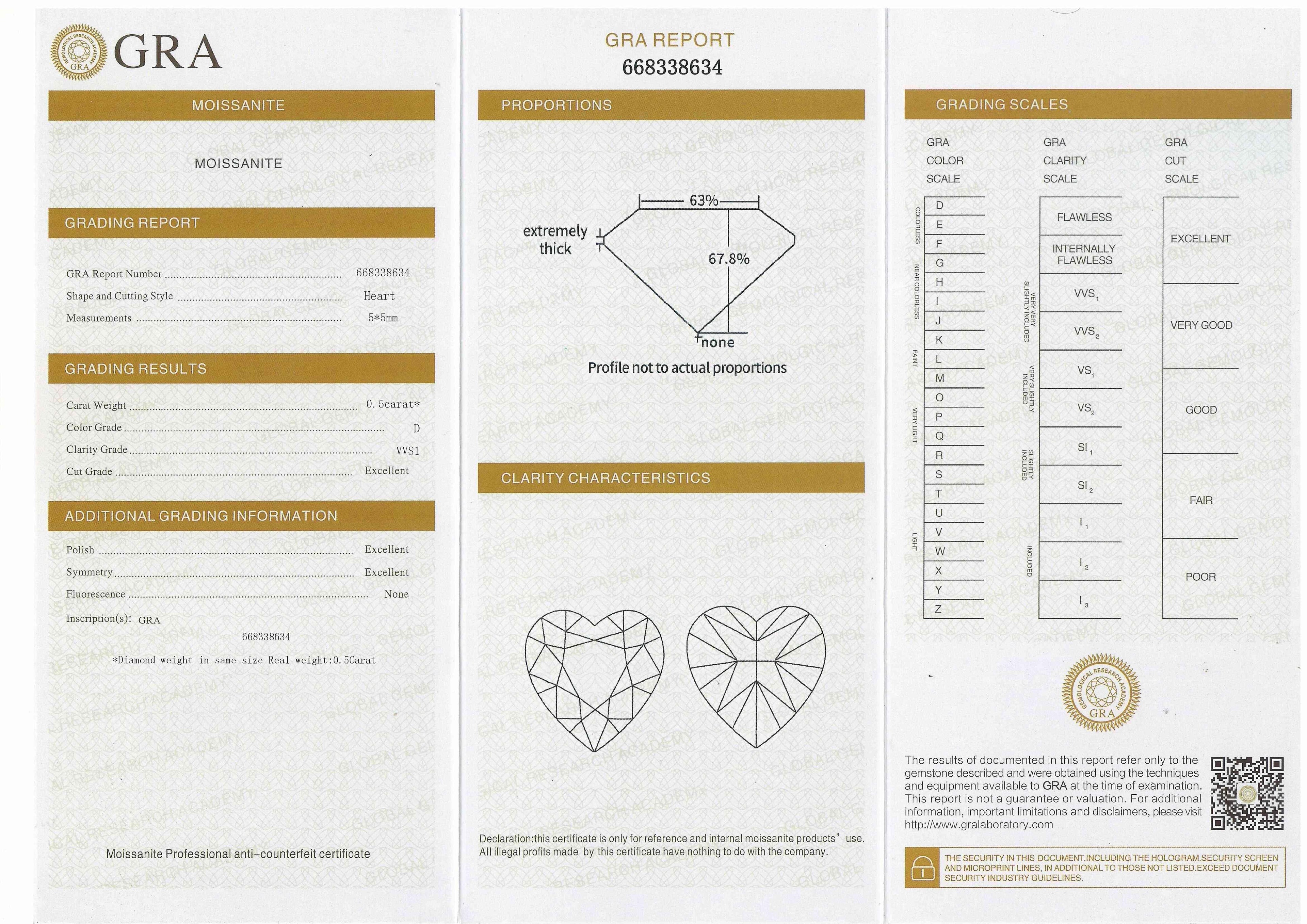 Quality certificate of Moissanite Heart Necklace - FineColorJewels