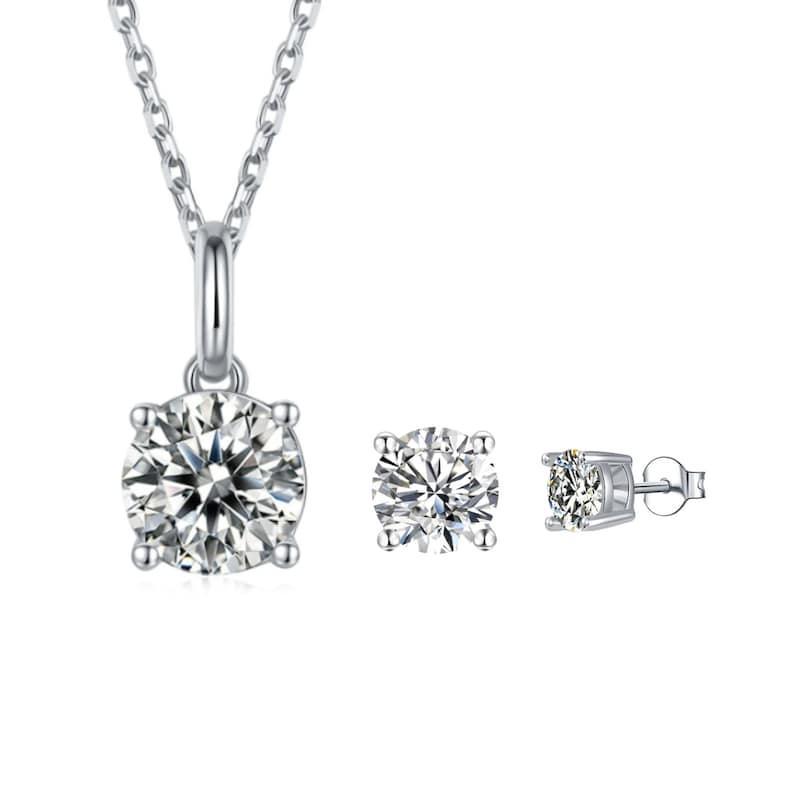 White Moissanite Jewelry Set - FineColorJewels
