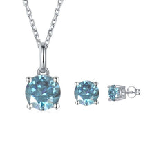 Load image into Gallery viewer, Blue Moissanite Jewelry Set - FineColorJewels