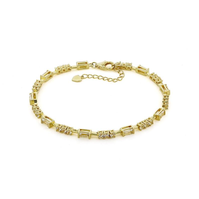 Natural White Topaz Baguette Bracelet, Gold plated bracelet, sterling silver jewellery, adjustable bracelet for women