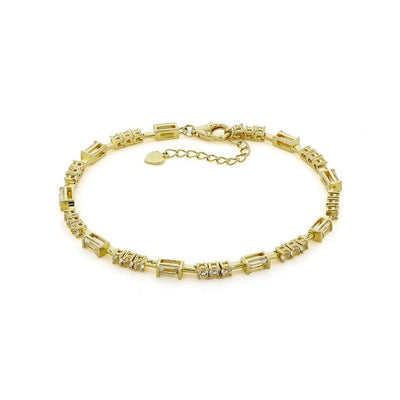Natural White Topaz Baguette Bracelet, Gold plated bracelet, sterling silver jewellery, adjustable bracelet for women