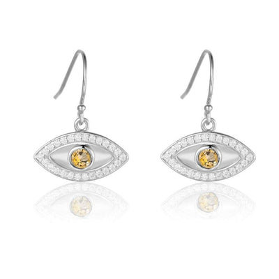 Natural Citrine Evil Eye Earrings Fine Color Jewels Birthday gift for her, Bridesmaid Gift for Her, citrine earrings, dangling earrings, dla-dm-discount-all-154898, evil eye charm, evil eye earrings, gift for her, Gift for Mom, gift from daughter, mal de ojo earrings, November Gift, protection earrings, silver earrings, Wedding Gift For Her, yellow evil eye