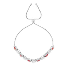 Load image into Gallery viewer, Peach and White Sapphire Tennis Bracelet Fine Color Jewels Adjustable Bracelet, best gift for girls, best gift for women, bezal bracelet, birthstone bracelet, Birthstone Jewelry, Bolo Adjustable Padparadscha Bracelet, Christmas gift, Cushion Cut Bracelet, Gemstone Bracelet, gift for her, Gift for Mom, gift for women, gift from daughter, Lab Created Bracelet, Peach Sapphire Bracelet, Peach Sapphire Jewelry, Sterling Silver Bracelet, Trending Jewelry, Valentine&#39;s Day gift, White Sapphire Bracelet