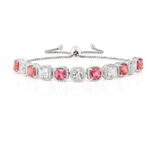 Load image into Gallery viewer, Padparadscha Sapphire Bracelet, Peach sapphire bracelet, sterling silver jewelry, sterling silver bracelet, rare gemstone jewelry, pelegant bracelet designs, adjustable bracelet designs