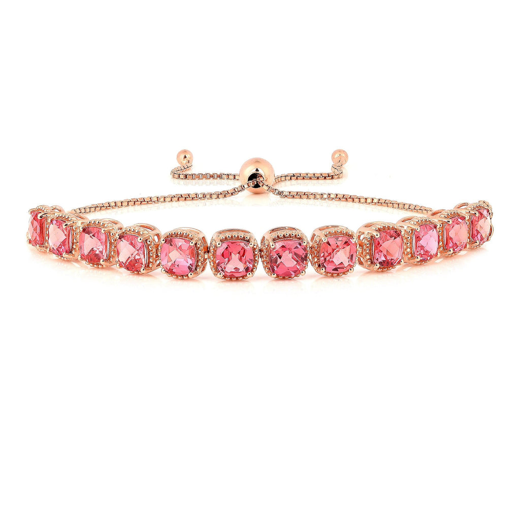 peach sapphire bracelet, sapphire sterling silver jewelry, 18K gold jewelry, rose gold adjustable bracelet, gift for her, gift for mom
