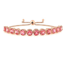 Load image into Gallery viewer, peach sapphire bracelet, sapphire sterling silver jewelry, 18K gold jewelry, rose gold adjustable bracelet, gift for her, gift for mom