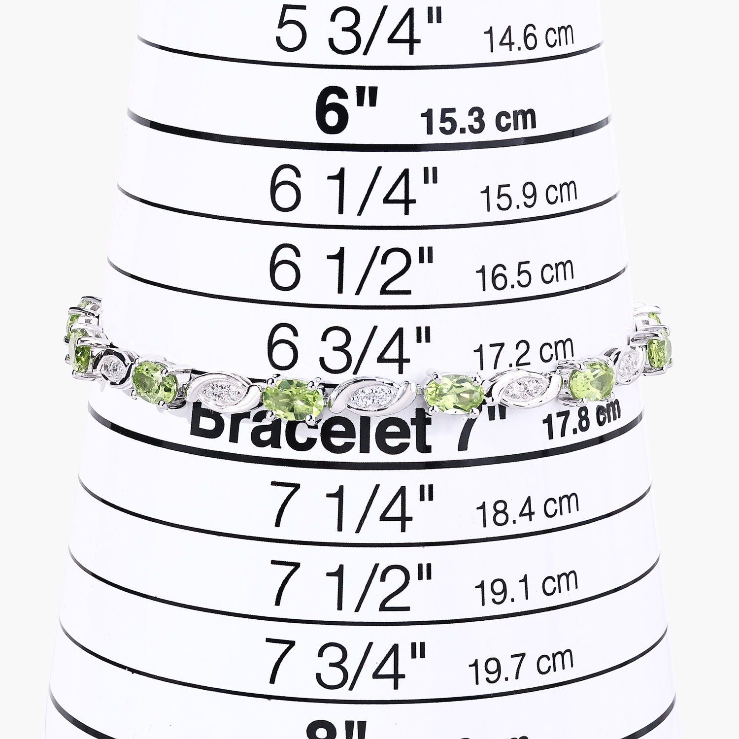 5.45 Ct Genuine Peridot and Lab Grown Diamond Prong Silver Tennis Bracelet